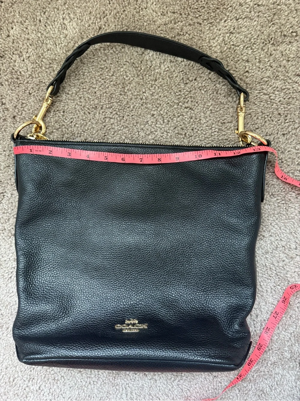 Coach Black Leather Abby Duffle Hobo Bag/Purse
